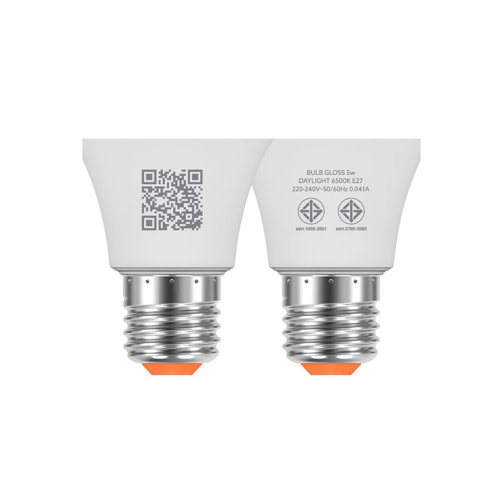 หลอด LED LAMPTAN BULB GLOSS 5 วัตต์ DAYLIGHT E27 (แพ็ก 2 ชิ้น)