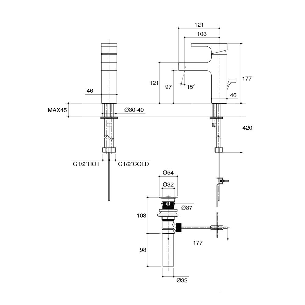 ก๊อกอ่างล้างหน้าผสม KOHLER K-37327X-4-CP