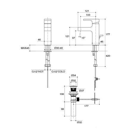 ก๊อกอ่างล้างหน้าผสม KOHLER K-37327X-4-CP_1