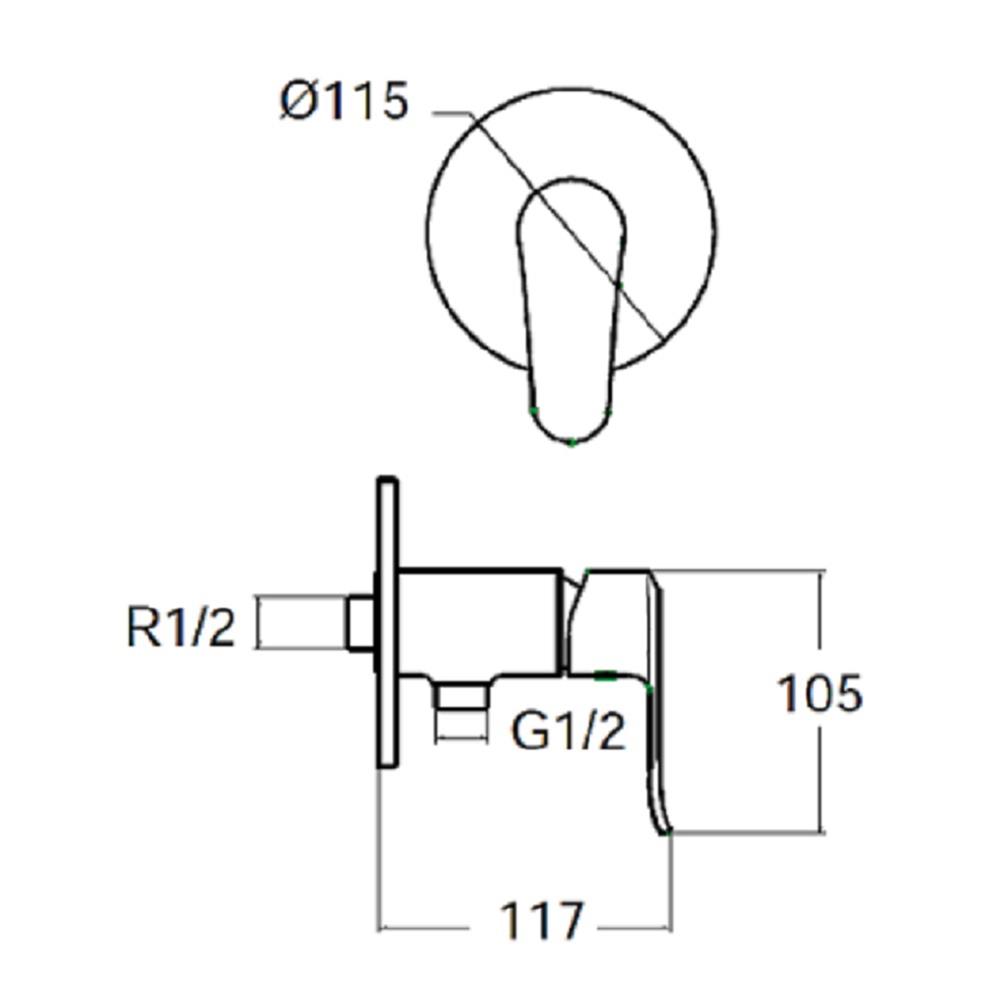 วาล์วฝักบัว 1 ทาง AMERICAN STANDARD A-0726-10