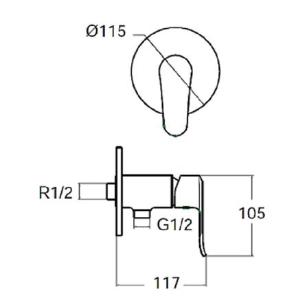 วาล์วฝักบัว 1 ทาง AMERICAN STANDARD A-0726-10_1