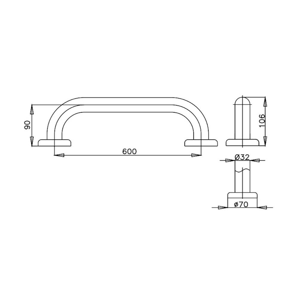 ราวกันลื่นตรง COTTO CT750L60#SA(HM)