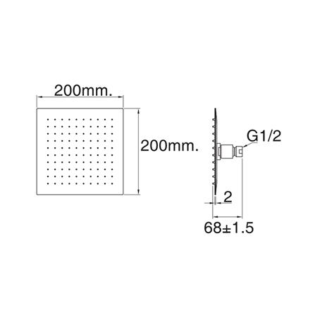 ฝักบัวก้านแข็งพร้อมก้าน AMERICAN STANDARD A-952-232 20 ซม._1