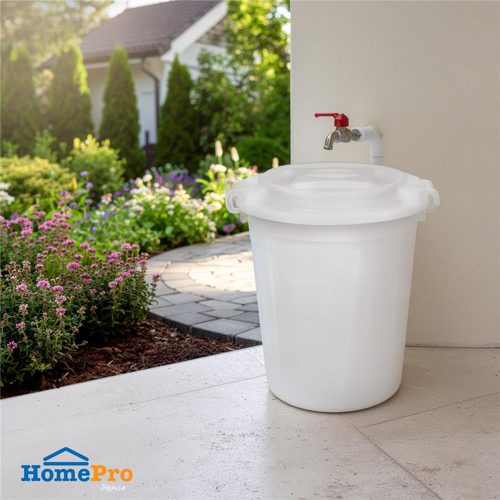 ถังน้ำกลมพร้อมฝาล็อค PLIM 333/A 62L สีขาว