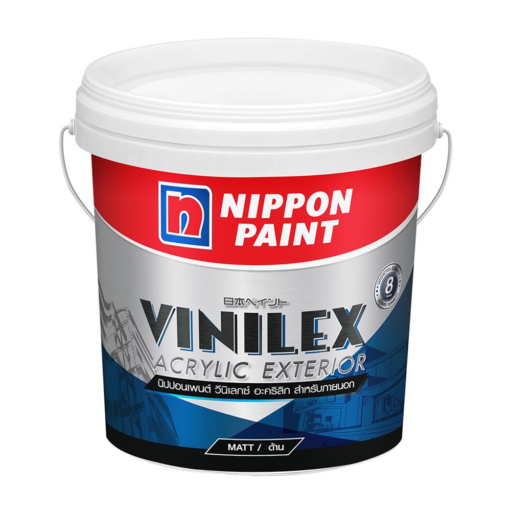 สีน้ำทาภายนอก ชนิดด้าน NIPPON PAINT VINILEX ACRYLIC BASE D สีขาว 2.5 แกลลอน