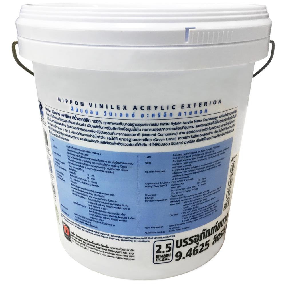 สีน้ำทาภายนอก ชนิดด้าน NIPPON PAINT VINILEX ACRYLIC BASE B สีขาว 2.5 แกลลอน