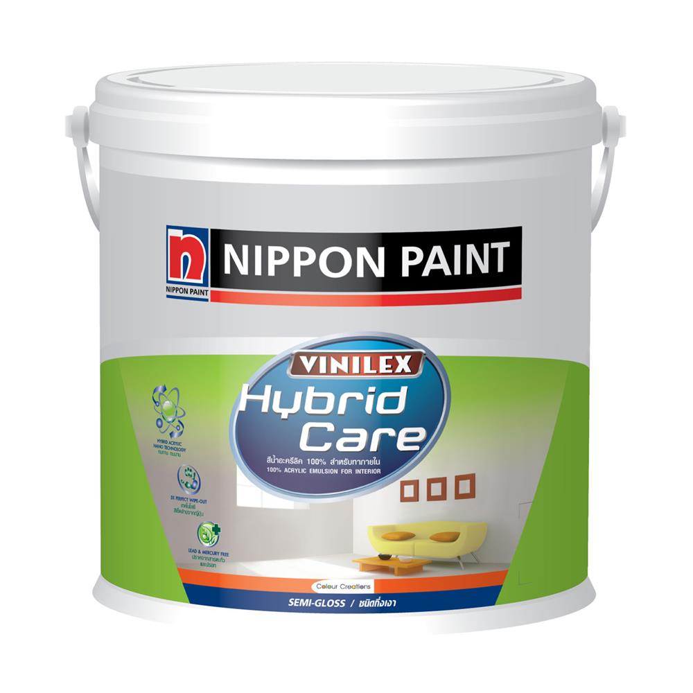 สีน้ำทาภายใน กึ่งเงา NIPPON PAINT HYBRIDCARE BASE B สีขาว 1 แกลลอน