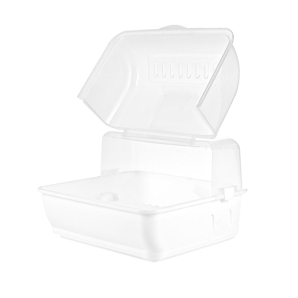 ชั้นคว่ำจานพลาสติก มีฝาครอบ JCJ NEW2408 สีขาว