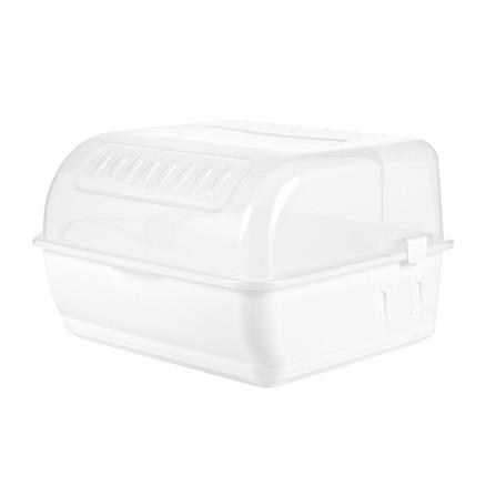 ชั้นคว่ำจานพลาสติก มีฝาครอบ JCJ NEW2408 สีขาว