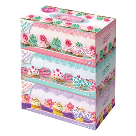กระดาษเช็ดหน้า CELLOX SWEET FANCY 135 แผ่น แพ็ก 3 ใบ