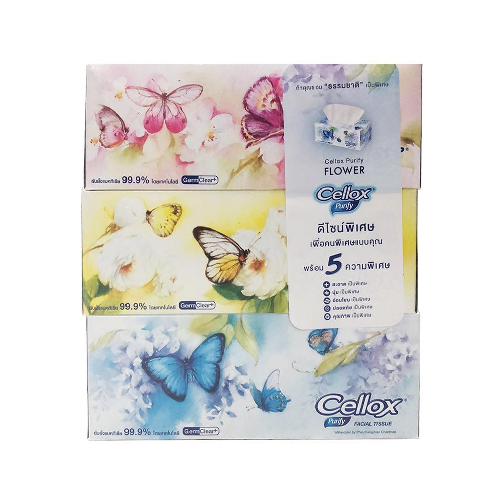 กระดาษเช็ดหน้า CELLOX FLOWER 135 แผ่น แพ็ก 3 ชิ้น