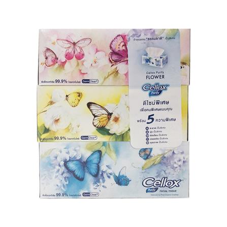 กระดาษเช็ดหน้า CELLOX FLOWER 135 แผ่น แพ็ก 3 ชิ้น