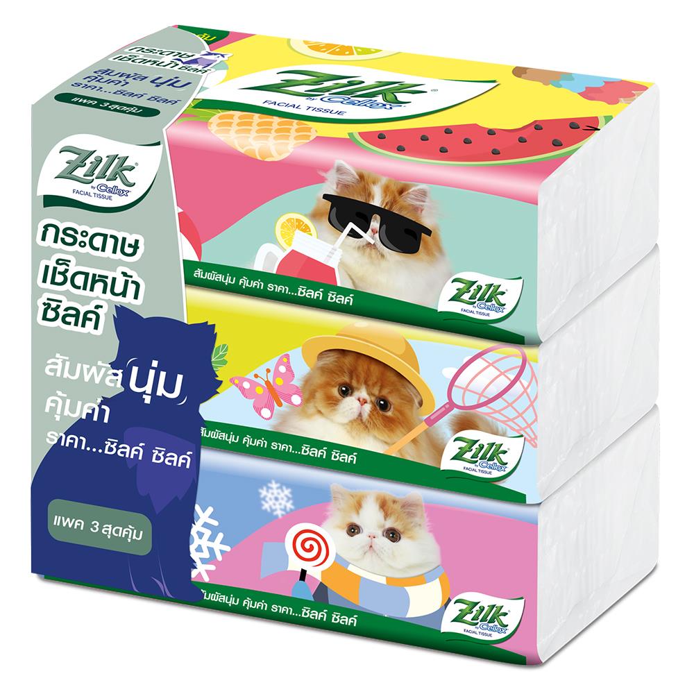 กระดาษเช็ดหน้า ZILK SOFT PACK 140 แผ่น แพ็ก 3 ชิ้น