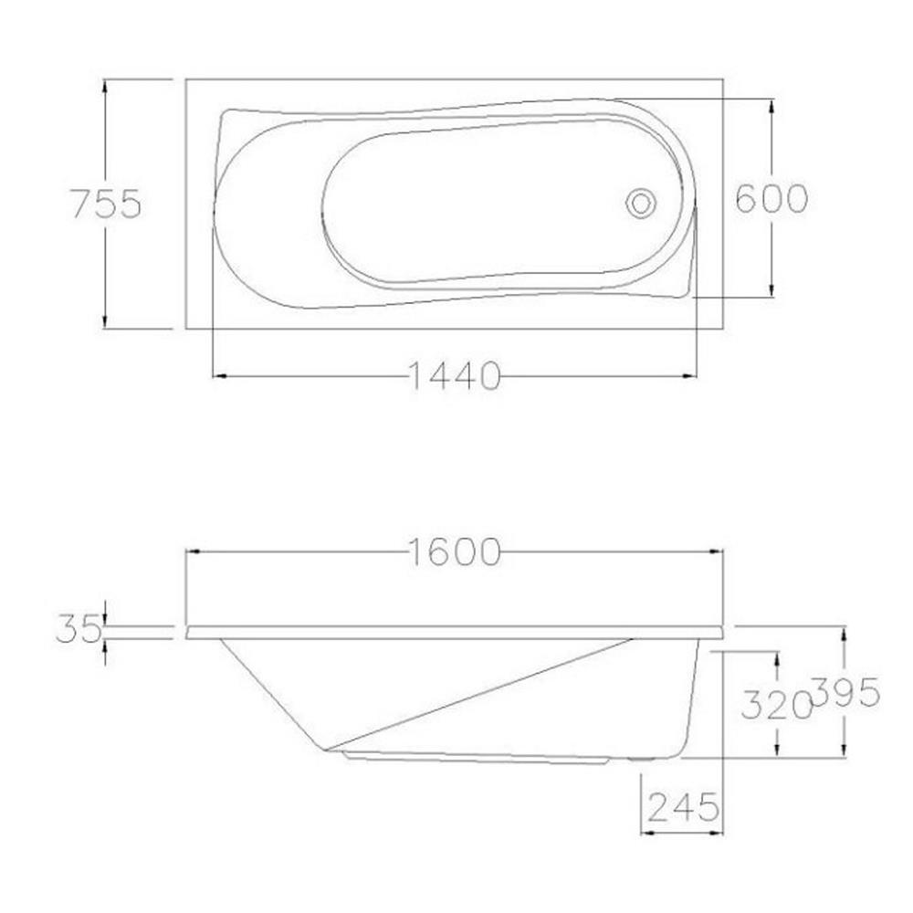 อ่างอาบน้ำ COTTO BT232PP(H) 160 ซม. สีขาว