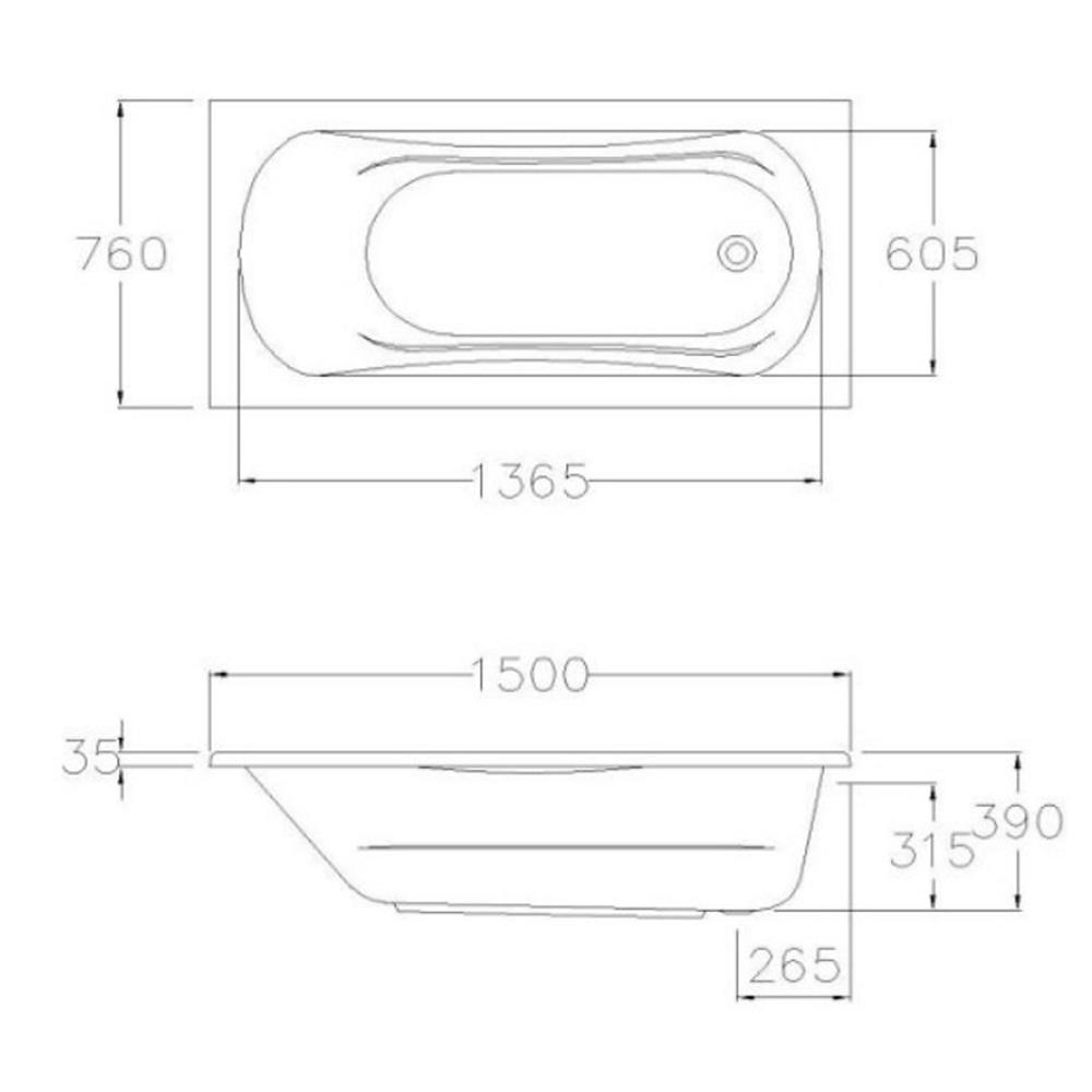 อ่างอาบน้ำ COTTO BT233PP(H) 150 ซม. สีขาว