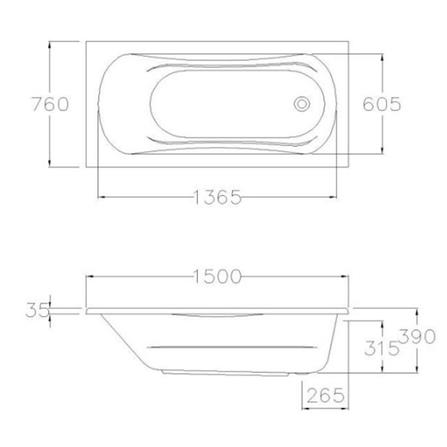 อ่างอาบน้ำ COTTO BT233PP(H) 150 ซม. สีขาว_1