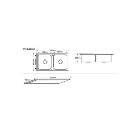 ซิงค์ฝัง 2หลุม TECNOSTAR 201000_2