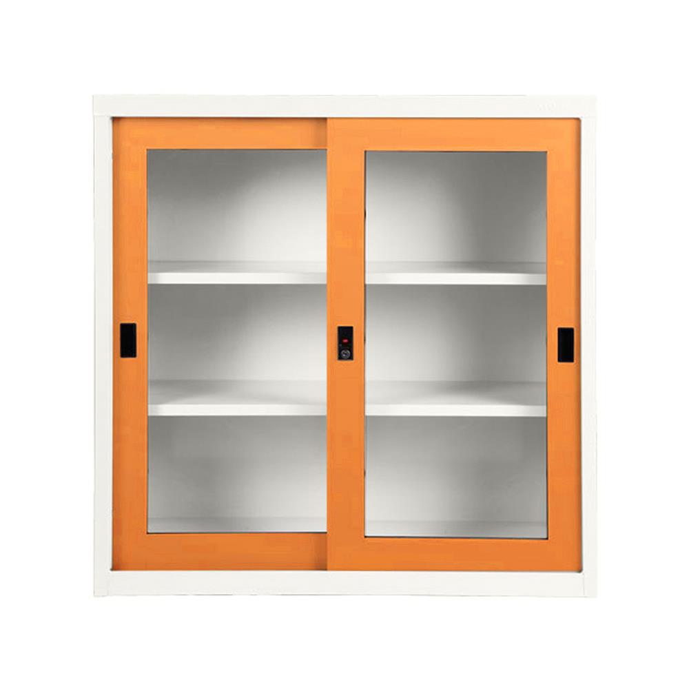 ตู้เหล็กบานเลื่อนกระจก KIOSK SGD-3 DG/OR สีส้ม