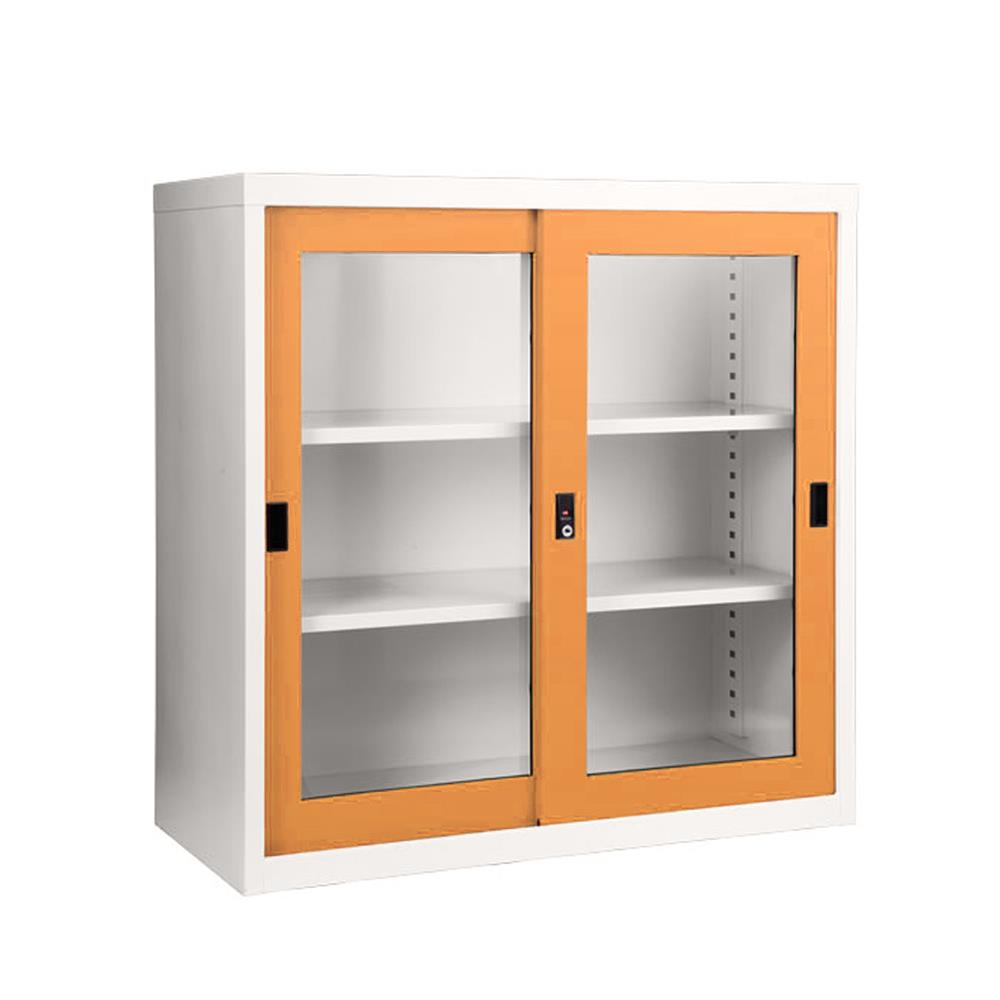 ตู้เหล็กบานเลื่อนกระจก KIOSK SGD-3 DG/OR สีส้ม