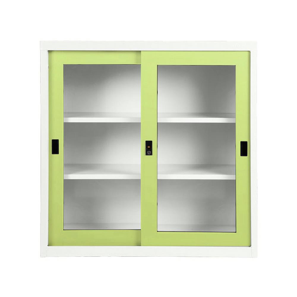 ตู้เหล็กบานเลื่อนกระจก KIOSK SGD-3 DG/GR สีเขียว