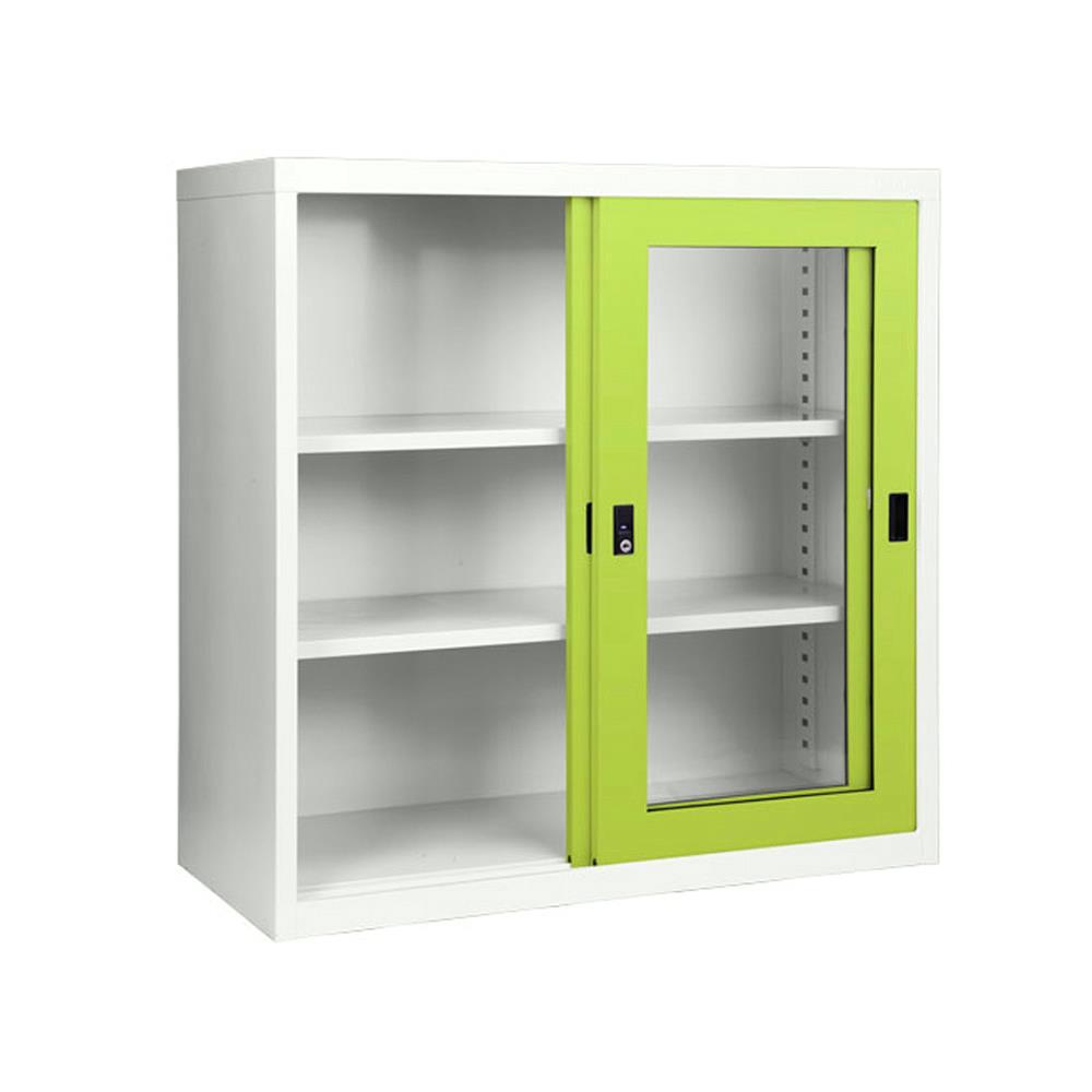 ตู้เหล็กบานเลื่อนกระจก KIOSK SGD-3 DG/GR สีเขียว
