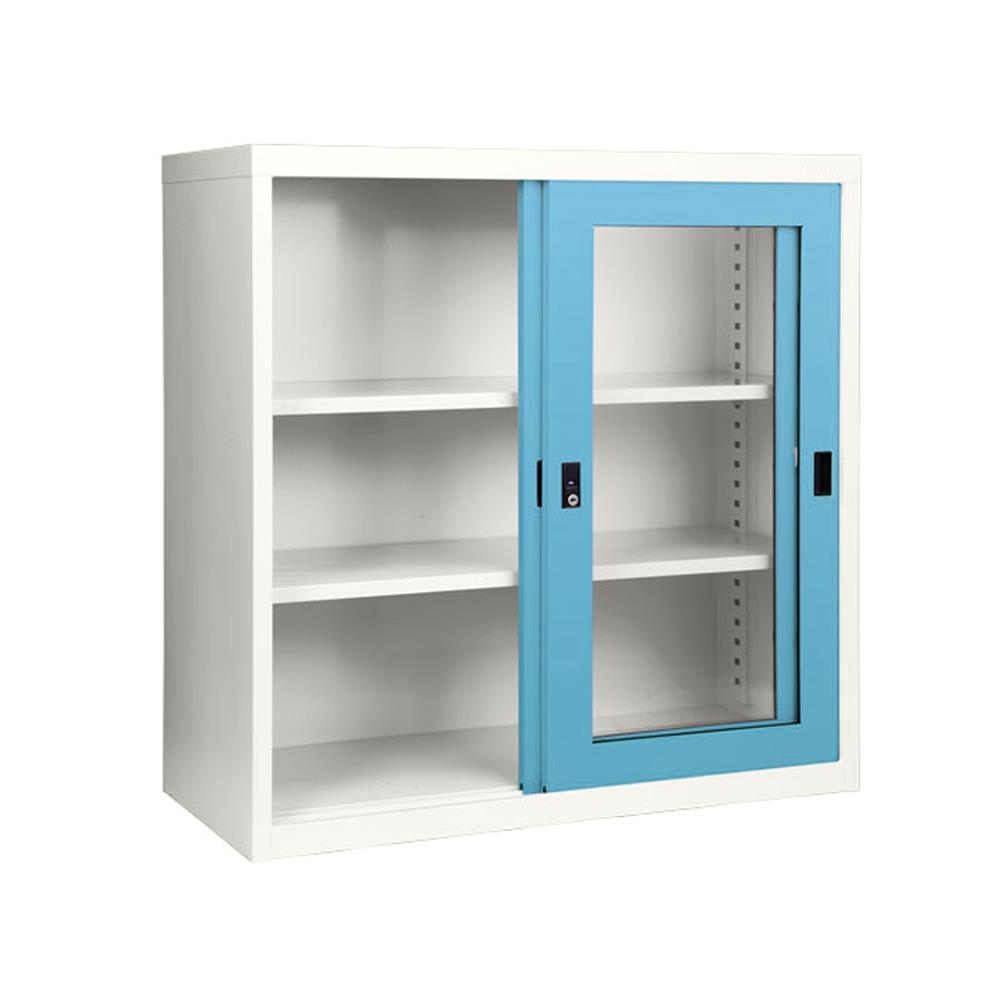 ตู้เหล็กบานเลื่อนกระจก KIOSK SGD-3 DG/BO สีฟ้า
