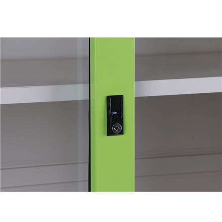 ตู้เหล็กสูงบานเลื่อนกระจก KIOSK SGD-18 สีเขียว_3