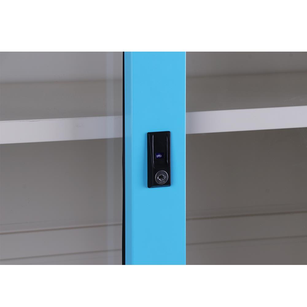 ตู้เหล็กสูงบานเลื่อนกระจก KIOSK SGD-18 สีฟ้า