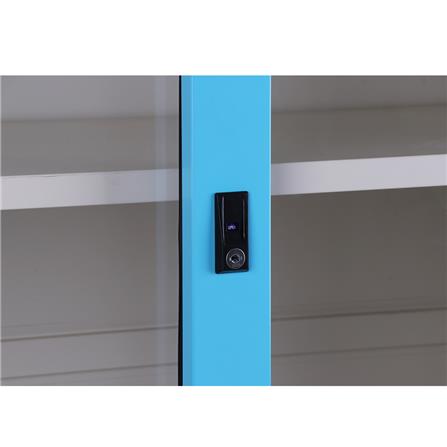 ตู้เหล็กสูงบานเลื่อนกระจก KIOSK SGD-18 สีฟ้า_3