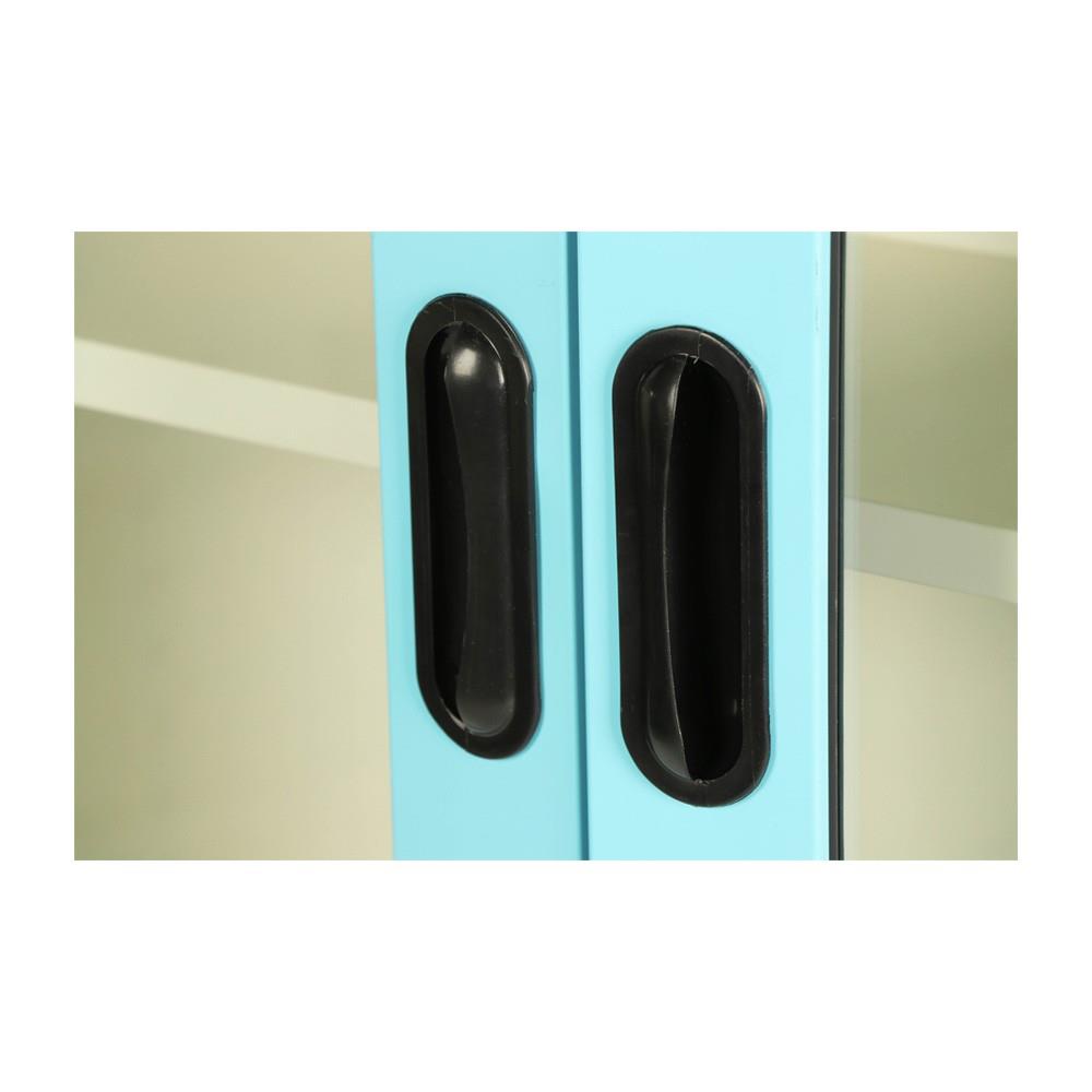 ตู้เหล็กสูงบานเปิดกระจก KIOSK MAX-052 DG/BO สีฟ้า