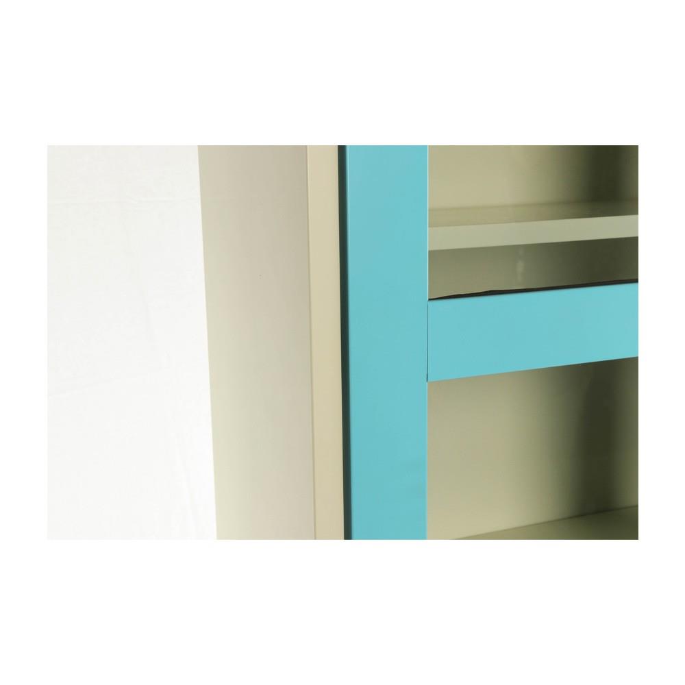 ตู้เหล็กสูงบานเปิดกระจก KIOSK MAX-052 DG/BO สีฟ้า