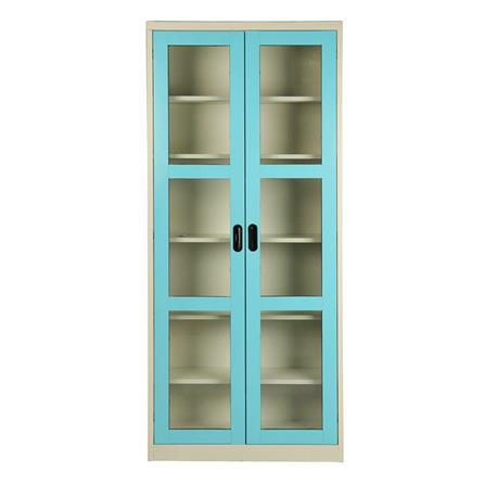 ตู้เหล็กสูงบานเปิดกระจก KIOSK MAX-052 DG/BO สีฟ้า_0