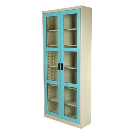 ตู้เหล็กสูงบานเปิดกระจก KIOSK MAX-052 DG/BO สีฟ้า_1