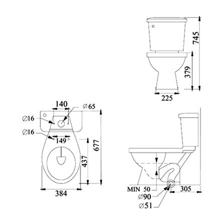 สุขภัณฑ์ 2 ชิ้น NASCO NC-7530W-A 4.5L สีขาว_1