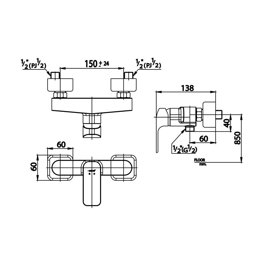 ก๊อกผสมยืนอาบ COTTO CT2148A