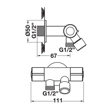วาล์วฝักบัว 2 ทาง HAFELE 495.61.025 สีโครม_2