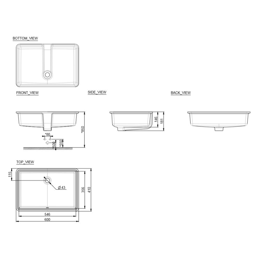อ่างล้างหน้าฝังใต้ AMERICAN STANDARD WP-F513-WT สีขาว