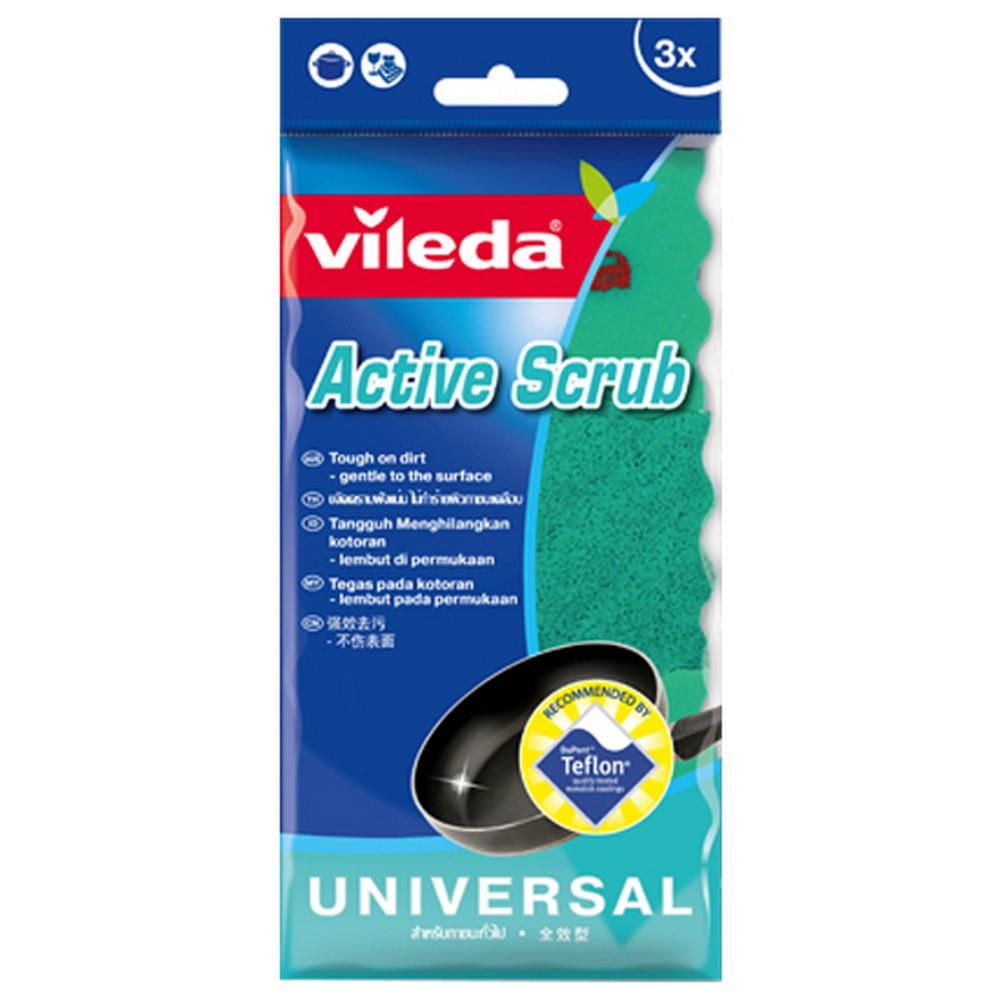 ฟองน้ำล้างภาชนะ VILEDA  ACTIVE SCRUB 12x3x27ซม. แพ็ก3