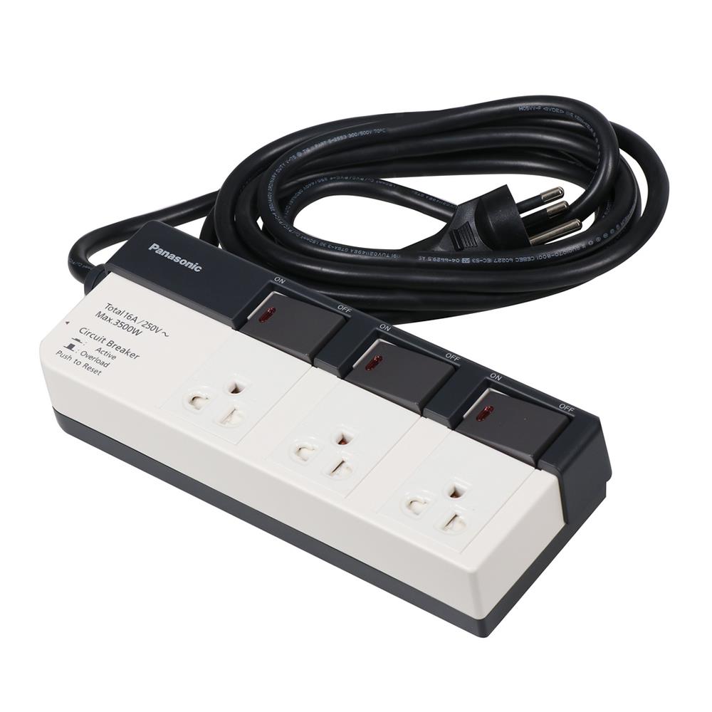 รางปลั๊กไฟ 3 ช่อง 3 สวิตซ์ PANASONIC WCHG 28334 3 ม.