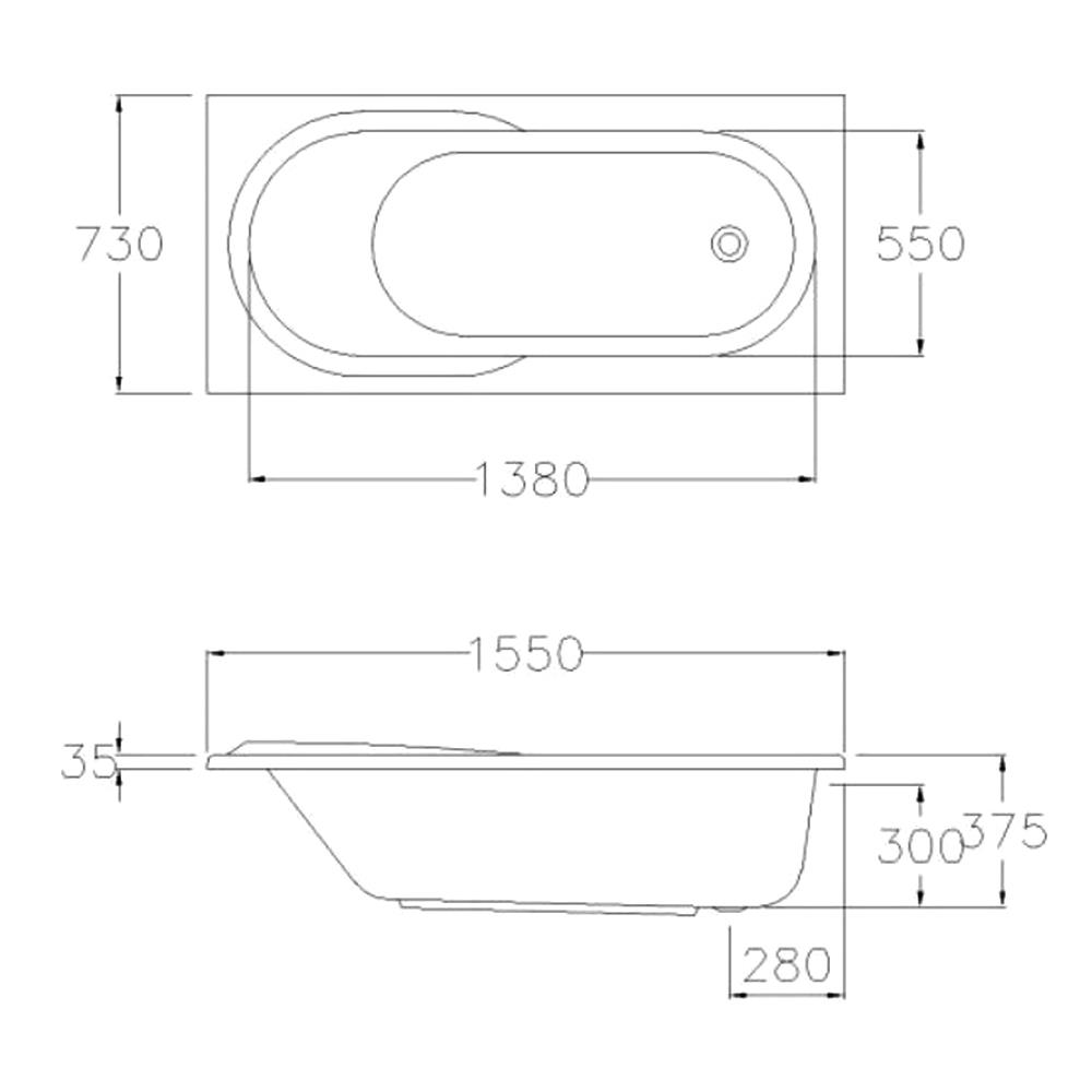 อ่างอาบน้ำ COTTO BT235PP(H) 155 ซม. สีขาว