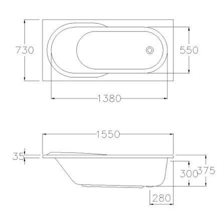 อ่างอาบน้ำ COTTO BT235PP(H) 155 ซม. สีขาว_1