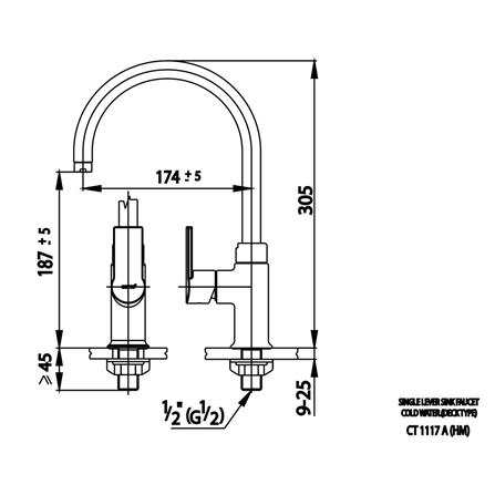 ก๊อกซิงค์เดี่ยวเคาน์เตอร์ COTTO CT1117A(HM)_1