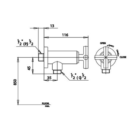 วาล์วฝักบัว 1 ทาง COTTO CT127C16_1