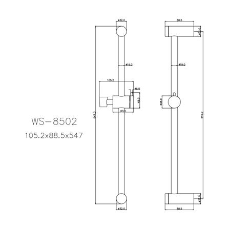 ราวเลื่อนฝักบัว WS WS-8502 สเตนเลส_1