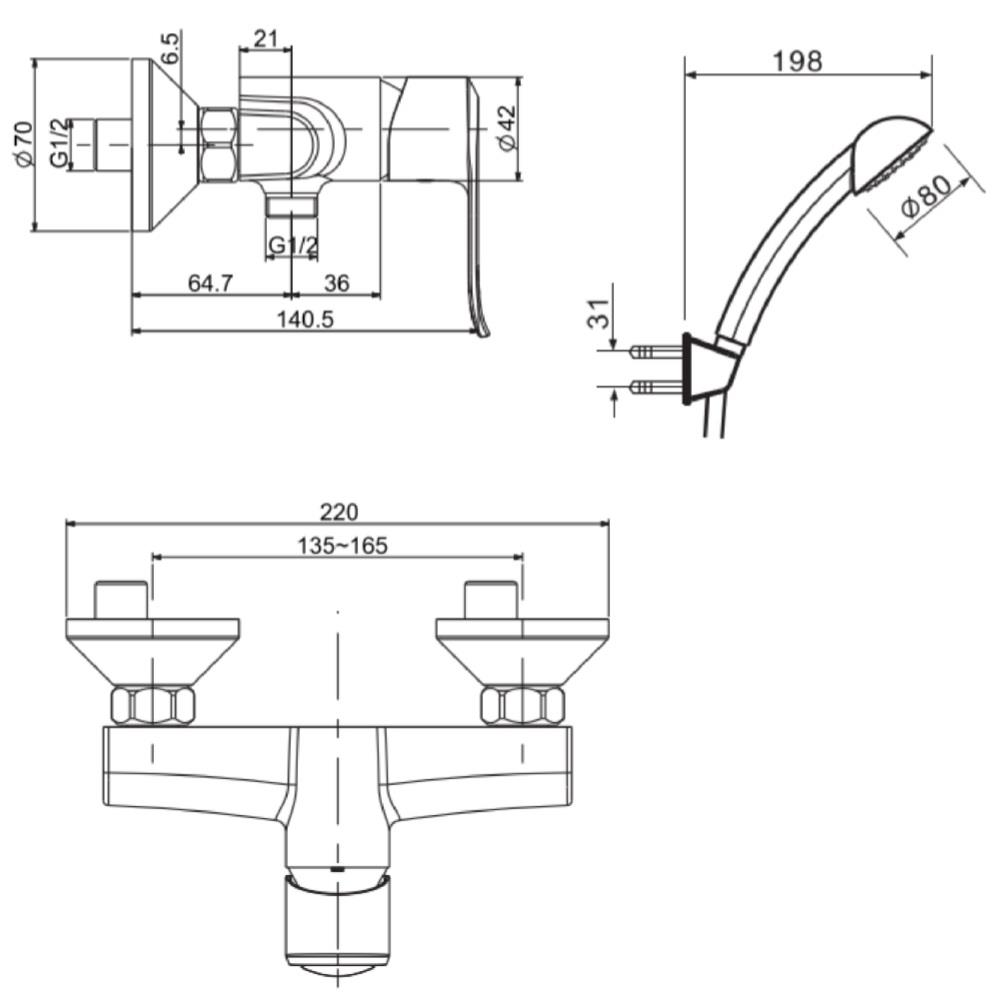 ก๊อกผสมยืนอาบ AMERICAN STANDARD A-0712-300