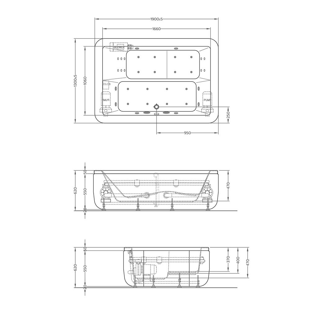 อ่างน้ำวนอัดอากาศ CRISTINA NOVA190130 190 ซม. สีขาว