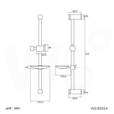 ราวเลื่อนฝักบัวพร้อมจานวางสบู่ WS WS-8502A_1