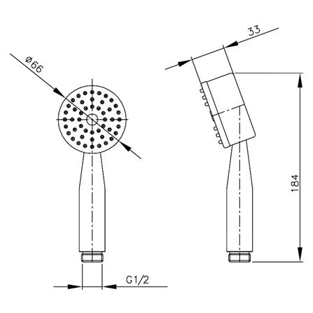 ชุดฝักบัวสายอ่อน 1 ระดับ WS WS-8130PB สีดำ_1