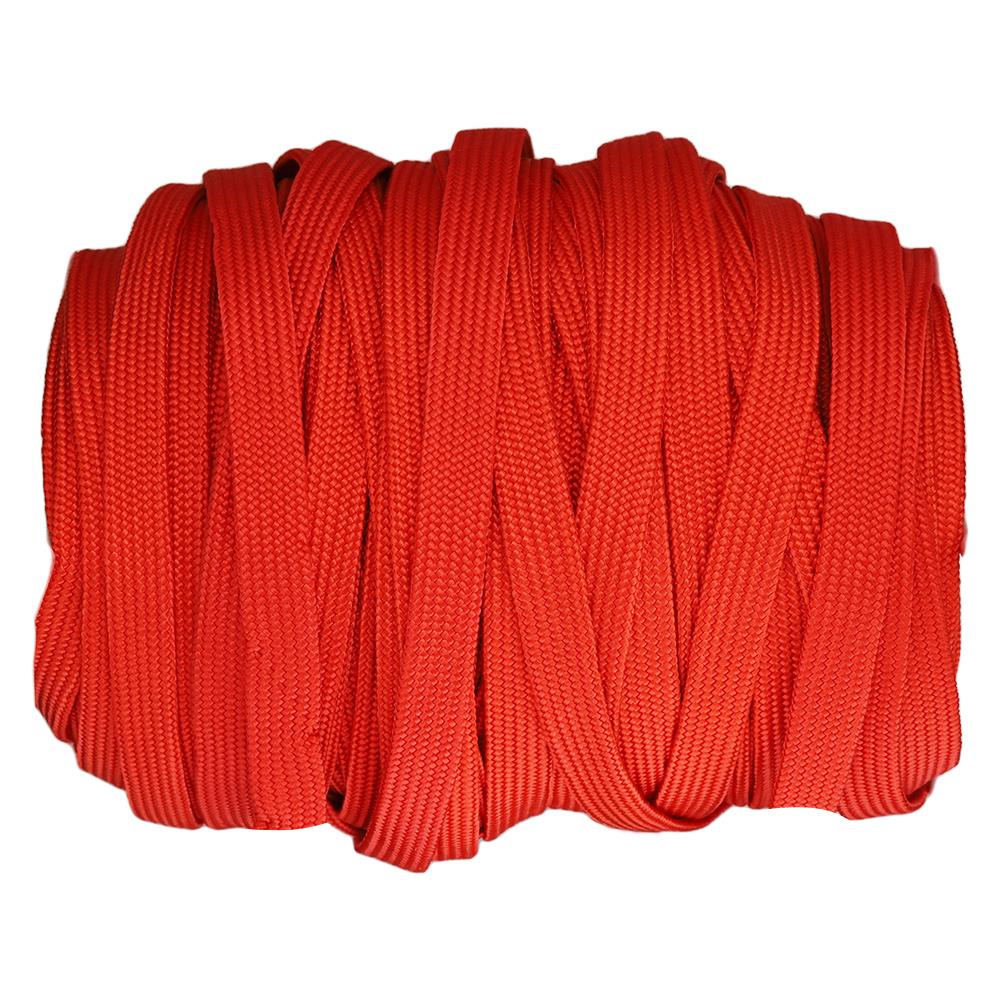 เชือกถักแบน ตราดอกบัว 3/4 นิ้ว x 100 เมตร สีแดง