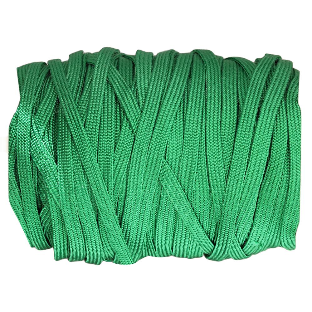 เชือกถักแบน ตราดอกบัว 1/2 นิ้ว x 100 เมตร สีเขียว